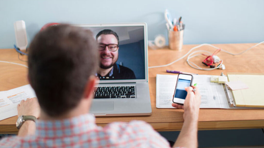Someone on a video conference call
